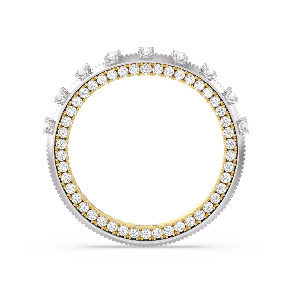 Celestia Intertwined Basket Diamond Wedding Band with 18KT White & Yellow Gold Cut Diamond in 14KT White & Yellow Gold view 2
