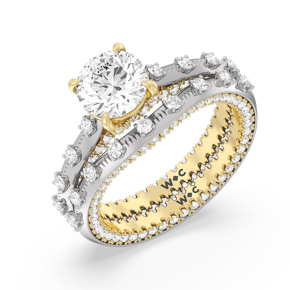Celestia Intertwined Basket Diamond Wedding Band with 18KT White & Yellow Gold Cut Diamond in 14KT White & Yellow Gold view 4
