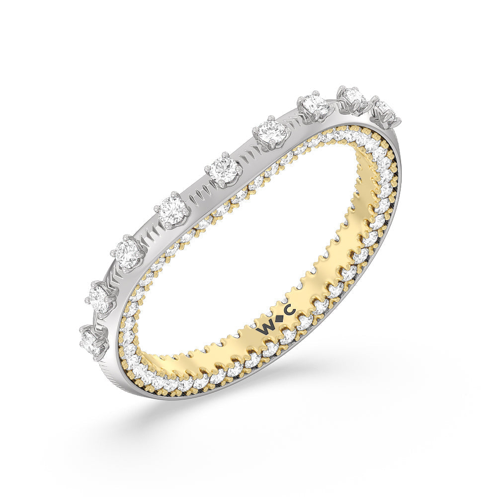 Celestia Intertwined Basket Diamond Wedding Band with 18KT White & Yellow Gold Cut Diamond in 14KT White & Yellow Gold view 3
