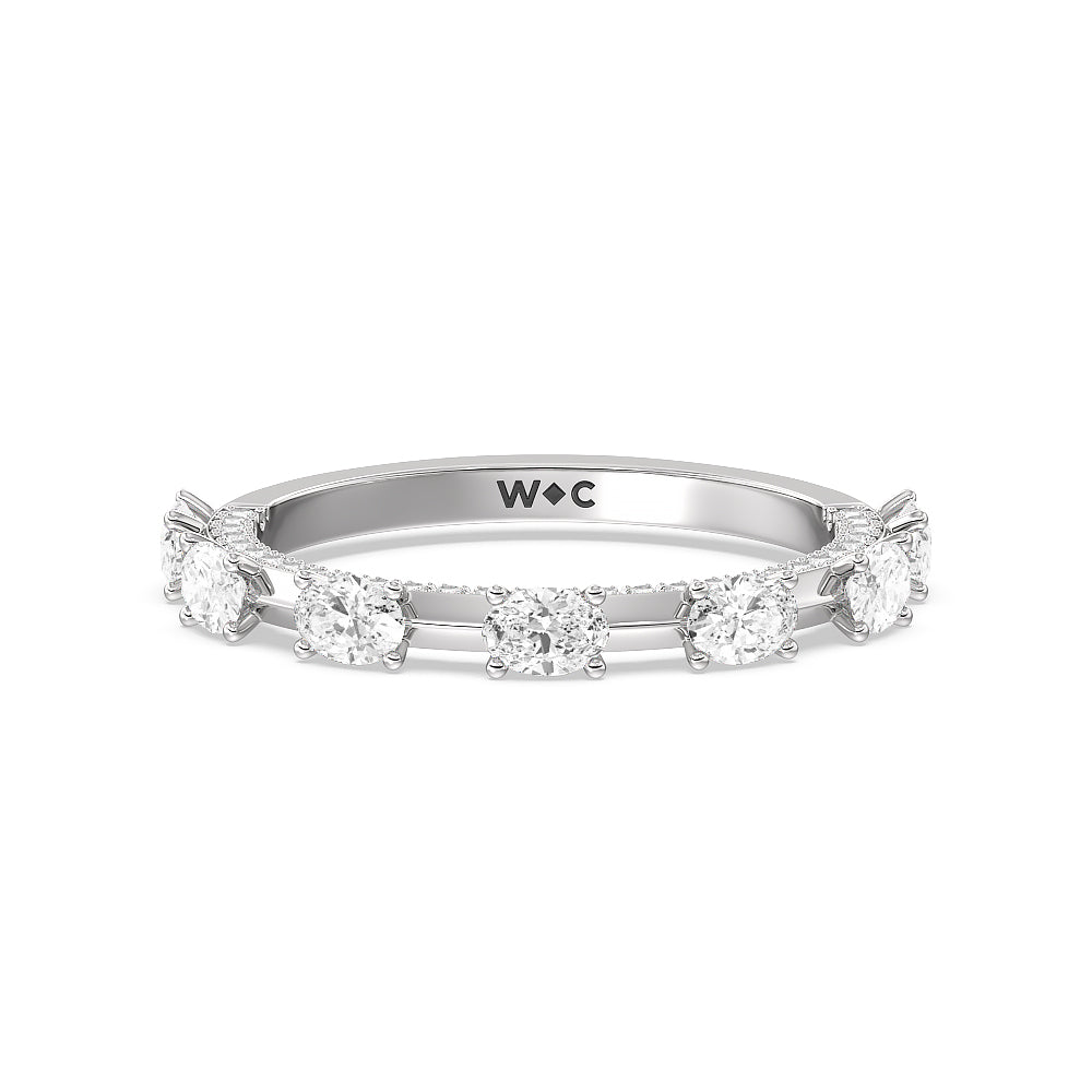 Celestia Oval Studded Diamond Wedding Band with Platinum Cut Diamond in 14KT Platinum view 1
