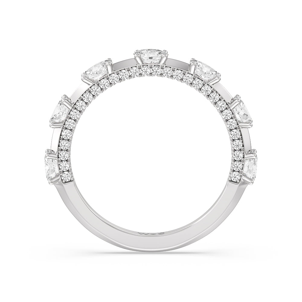 Celestia Oval Studded Diamond Wedding Band with Platinum Cut Diamond in 14KT Platinum view 2
