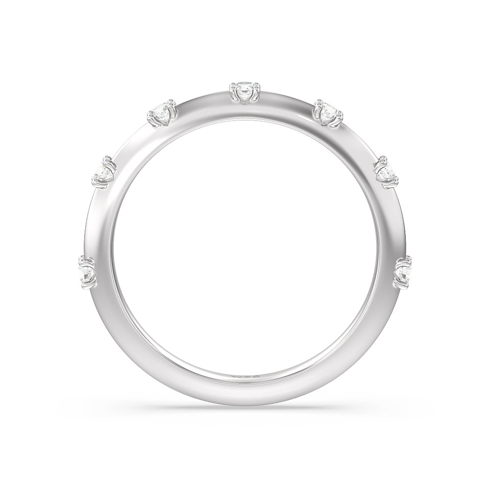 Celestia Knife Edge Diamond Wedding Band with Platinum Cut Diamond in 14KT Platinum view 2
