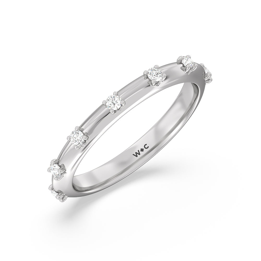 Celestia Knife Edge Diamond Wedding Band with Platinum Cut Diamond in 14KT Platinum view 3
