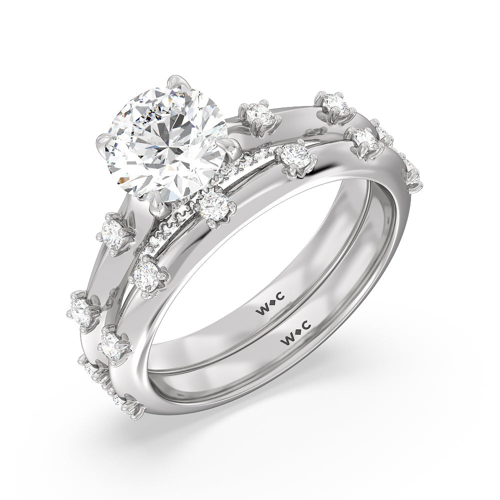 Celestia Knife Edge Diamond Wedding Band with Platinum Cut Diamond in 14KT Platinum view 4
