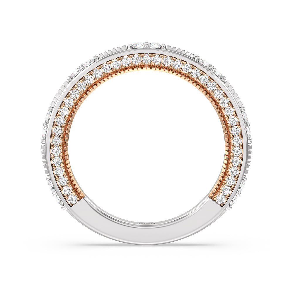 Celestia Baguette Halo Wedding Band with 18KT White & Rose Gold Cut Diamond in 14KT White & Rose Gold view 2

