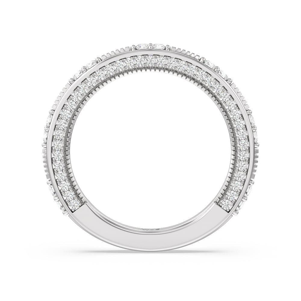 Celestia Baguette Halo Wedding Band with Platinum Cut Diamond in 14KT Platinum view 2
