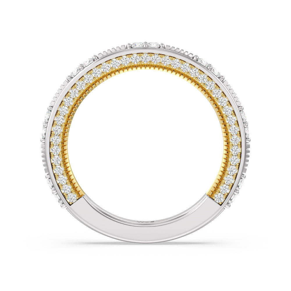 Celestia Baguette Halo Wedding Band with 18KT White & Yellow Gold Cut Diamond in 14KT White & Yellow Gold view 2
