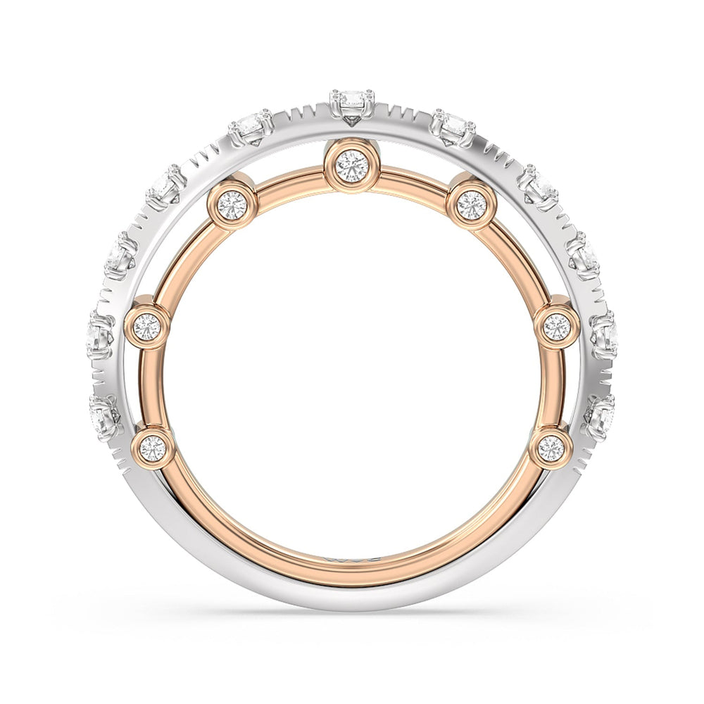 Celestia Studded Gallery Diamond Wedding Band with 18KT White & Rose Gold Cut Diamond in 14KT White & Rose Gold view 2
