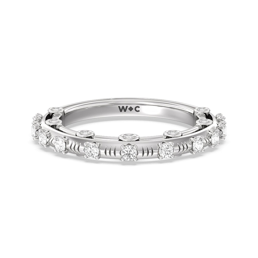 Celestia Studded Gallery Diamond Wedding Band with Platinum Cut Diamond in 14KT Platinum view 1
