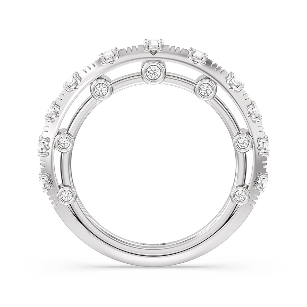 Celestia Studded Gallery Diamond Wedding Band with Platinum Cut Diamond in 14KT Platinum view 2
