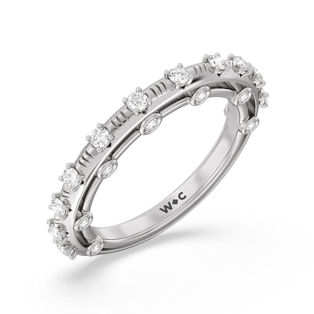 Celestia Studded Gallery Diamond Wedding Band with Platinum Cut Diamond in 14KT Platinum view 4
