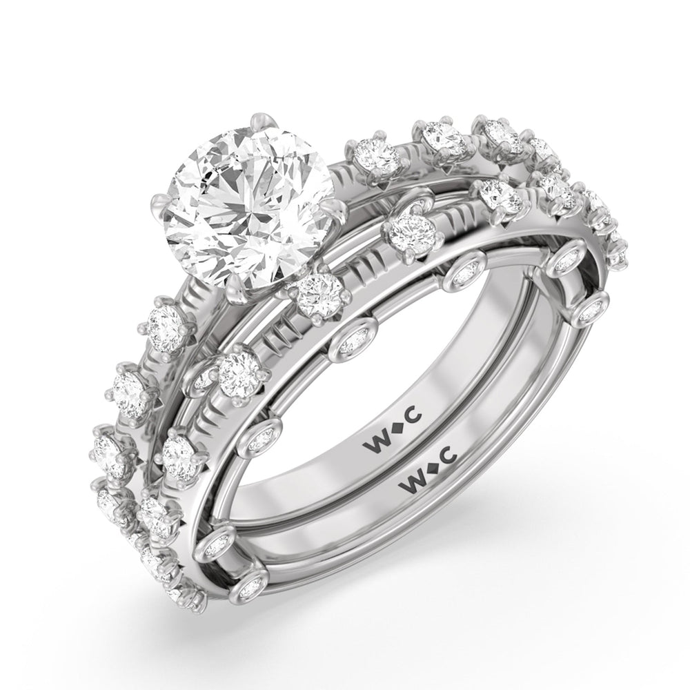 Celestia Studded Gallery Diamond Wedding Band with Platinum Cut Diamond in 14KT Platinum view 3
