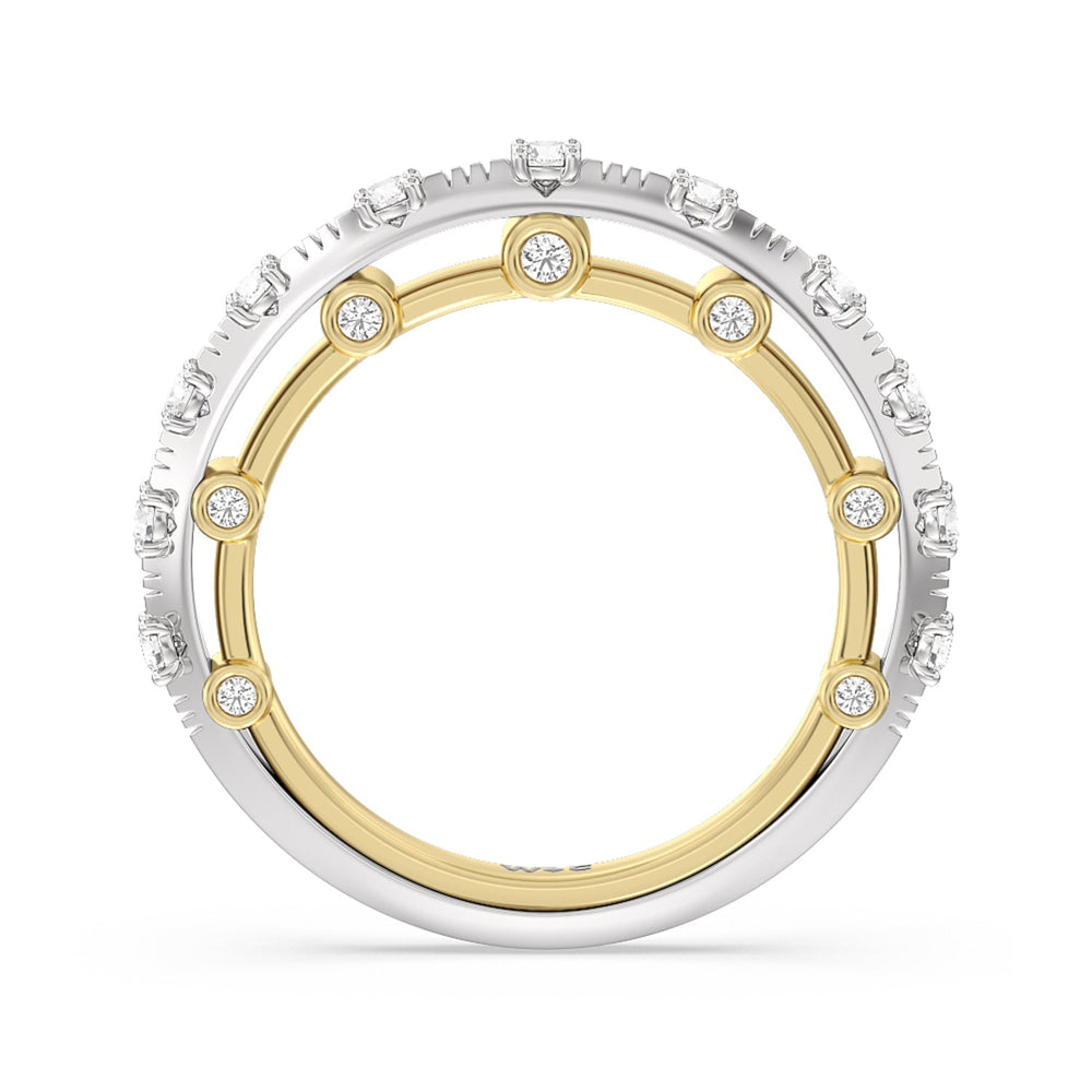 Celestia Studded Gallery Diamond Wedding Band with 18KT White & Yellow Gold Cut Diamond in 14KT White & Yellow Gold view 2
