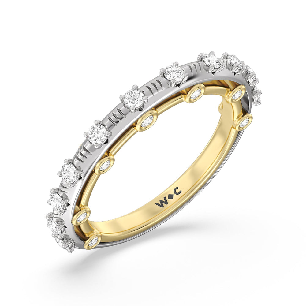 Celestia Studded Gallery Diamond Wedding Band with 18KT White & Yellow Gold Cut Diamond in 14KT White & Yellow Gold view 4
