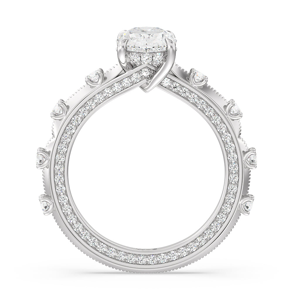 Celestia Hidden Halo Engagement Ring with Oval Cut Diamond in 14KT Platinum view 2
