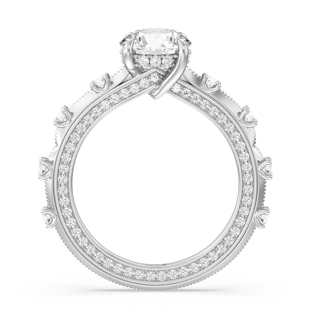 Celestia Hidden Halo Engagement Ring with Round Cut Diamond in 14KT Platinum view 2
