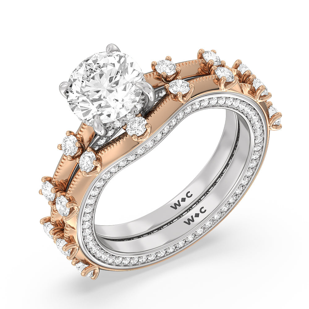 Celestia Hidden Halo Engagement Ring with Oval Cut Diamond in 14KT White & Rose Gold view 6
