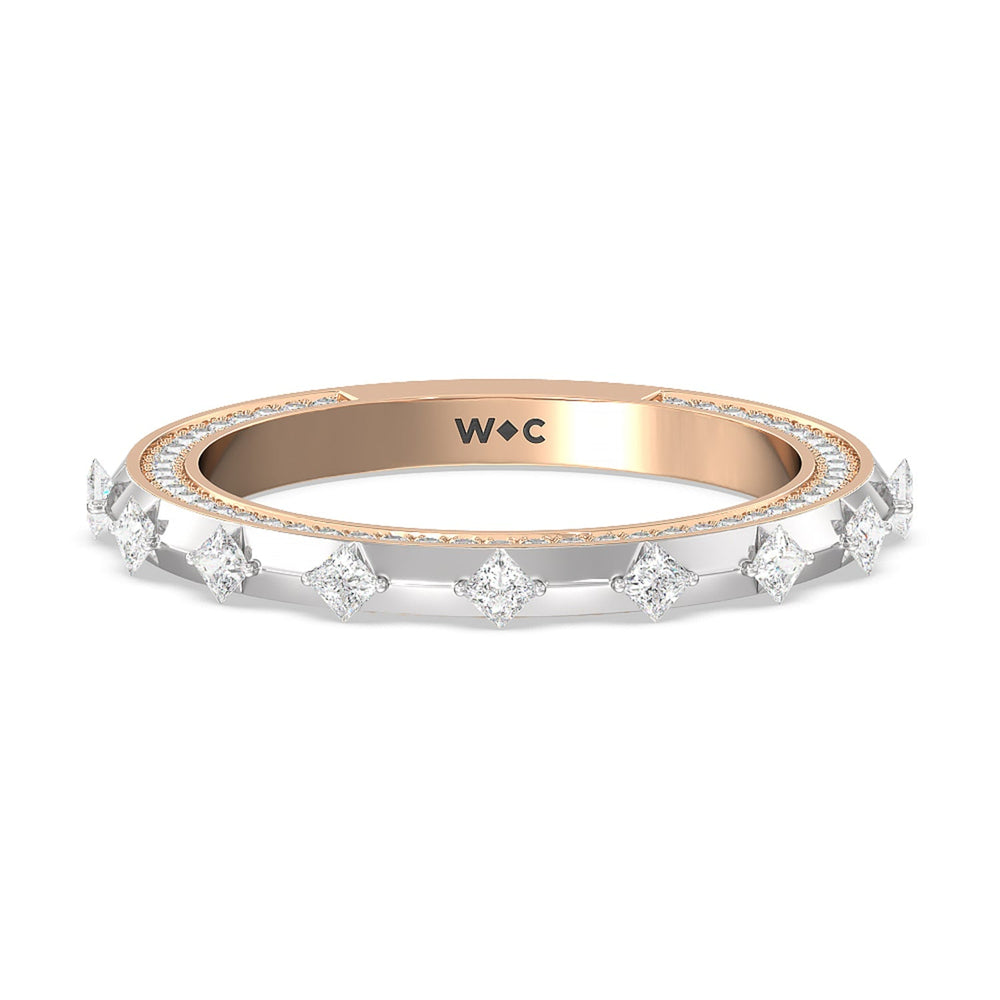 Celestia Princess Studded Cathedral Diamond Wedding Band with 18KT White & Rose Gold Cut Diamond in 14KT White & Rose Gold view 1
