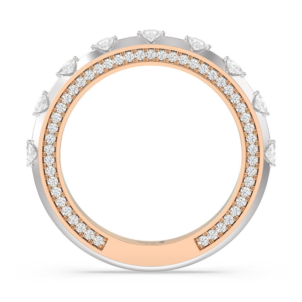 Celestia Princess Studded Cathedral Diamond Wedding Band with 18KT White & Rose Gold Cut Diamond in 14KT White & Rose Gold view 2
