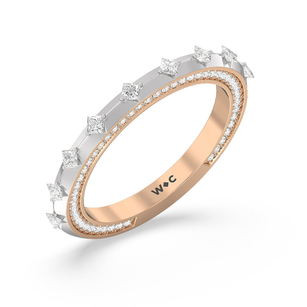 Celestia Princess Studded Cathedral Diamond Wedding Band with 18KT White & Rose Gold Cut Diamond in 14KT White & Rose Gold view 4
