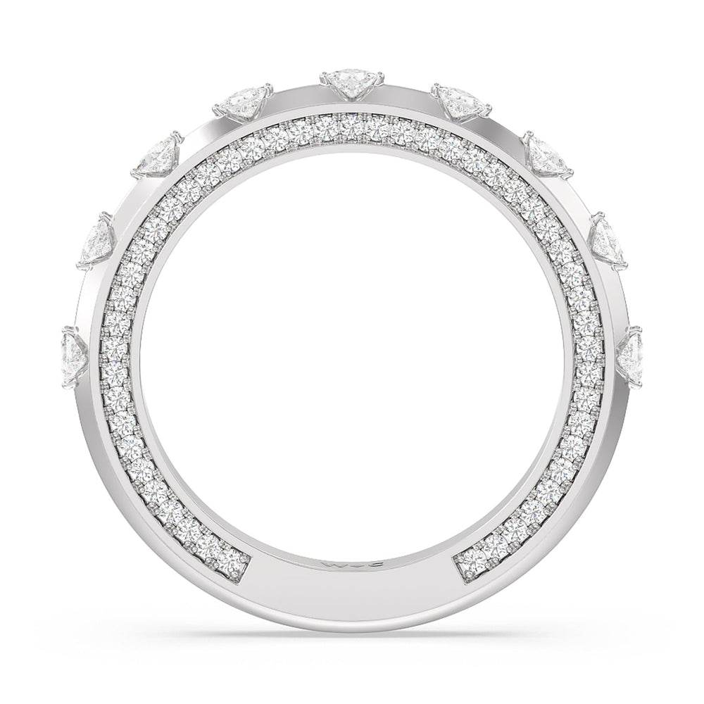 Celestia Princess Studded Cathedral Diamond Wedding Band with Platinum Cut Diamond in 14KT Platinum view 2
