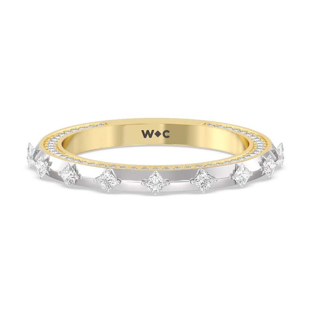Celestia Princess Studded Cathedral Diamond Wedding Band with 18KT White & Yellow Gold Cut Diamond in 14KT White & Yellow Gold view 1
