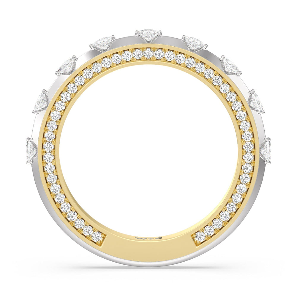 Celestia Princess Studded Cathedral Diamond Wedding Band with 18KT White & Yellow Gold Cut Diamond in 14KT White & Yellow Gold view 2
