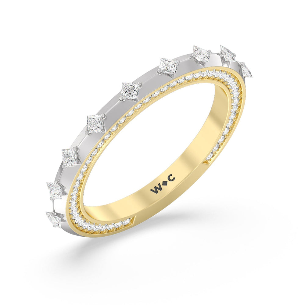 Celestia Princess Studded Cathedral Diamond Wedding Band with 18KT White & Yellow Gold Cut Diamond in 14KT White & Yellow Gold view 4
