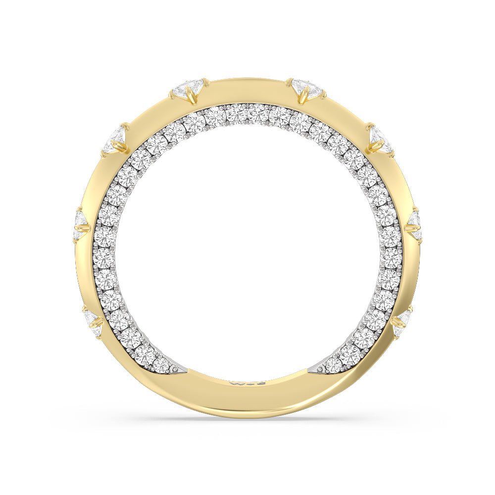 Celestia Princess Set Studded Gallery Diamond Wedding Band with 18KT White & Yellow Gold Cut Diamond in 14KT White & Yellow Gold view 2
