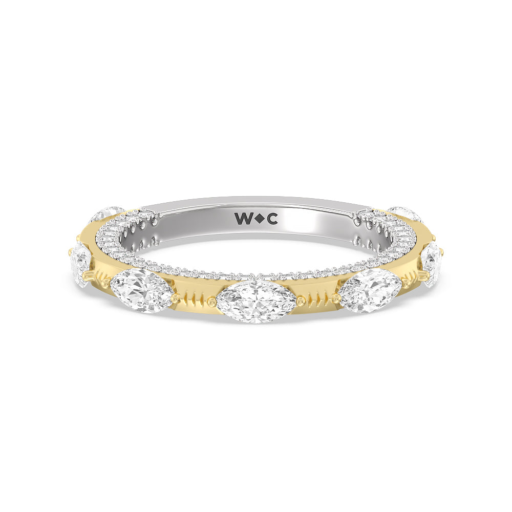 Celestia Marquise Studded Wedding Band with 18KT White & Yellow Gold Cut Diamond in 14KT White & Yellow Gold view 1
