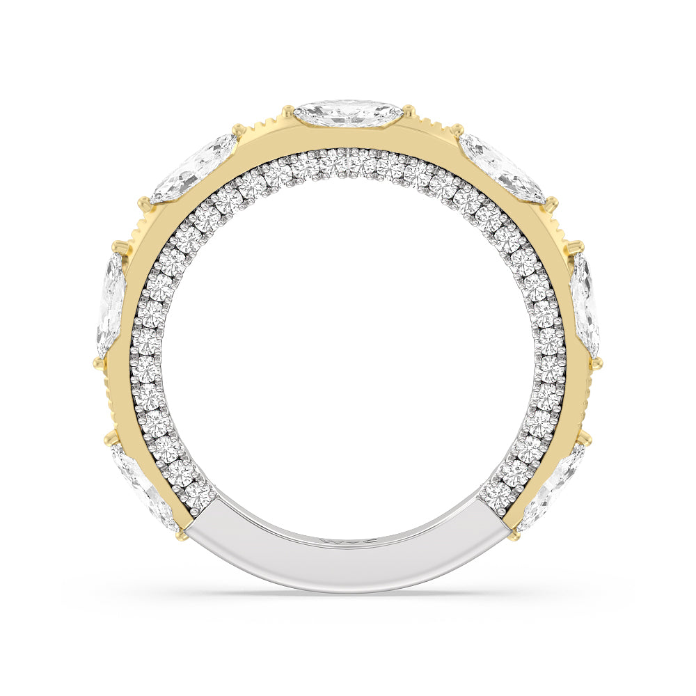 Celestia Marquise Studded Wedding Band with 18KT White & Yellow Gold Cut Diamond in 14KT White & Yellow Gold view 2
