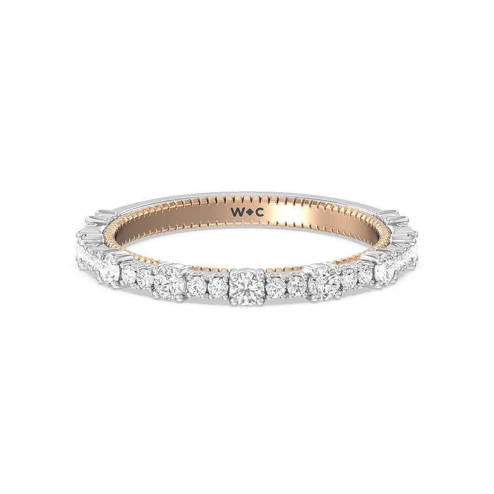 Celestia Milgrain Diamond Wedding Band with 18KT White & Rose Gold Cut Diamond in 14KT White & Rose Gold view 1
