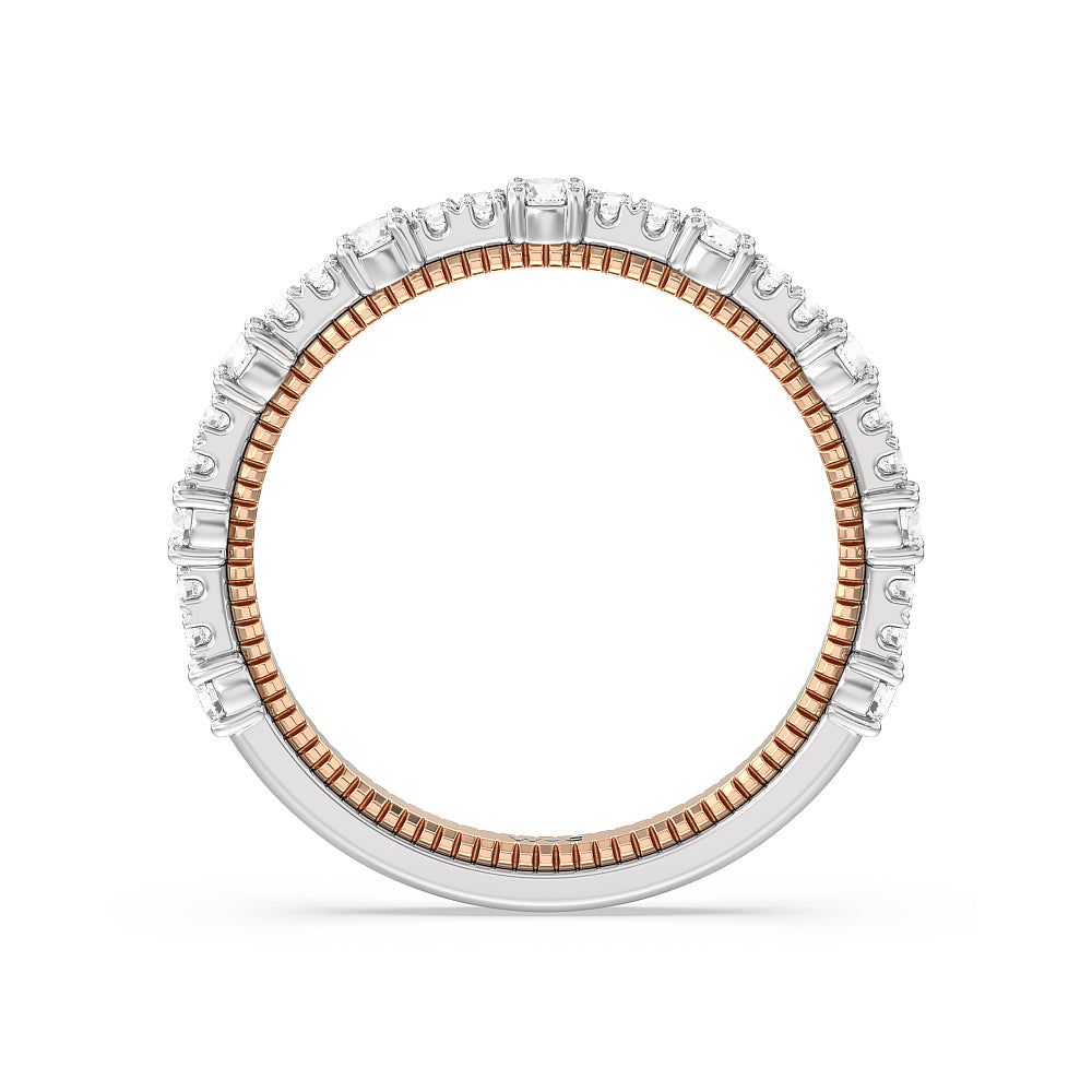 Celestia Milgrain Diamond Wedding Band with 18KT White & Rose Gold Cut Diamond in 14KT White & Rose Gold view 2
