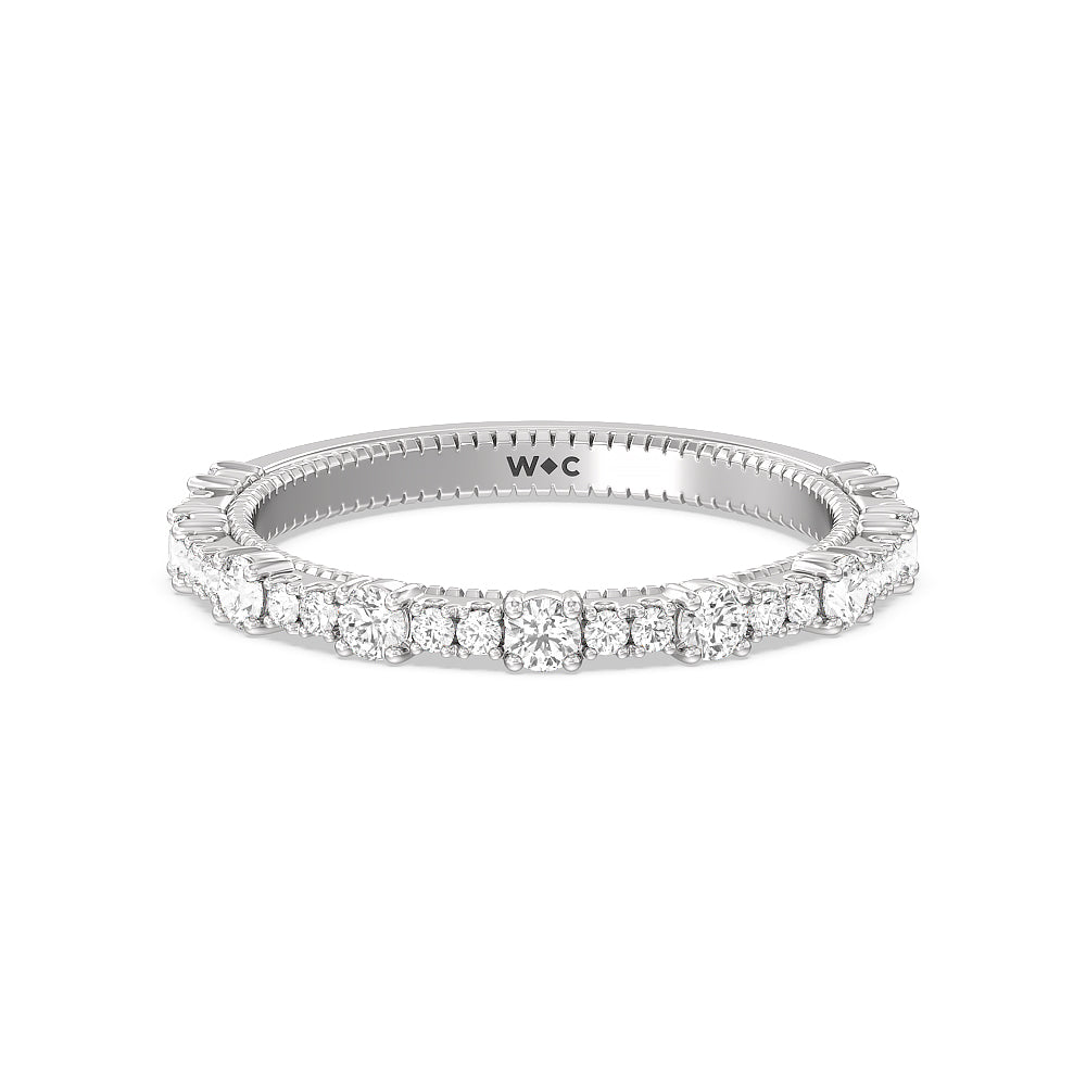 Celestia Milgrain Diamond Wedding Band with Platinum Cut Diamond in 14KT Platinum view 1

