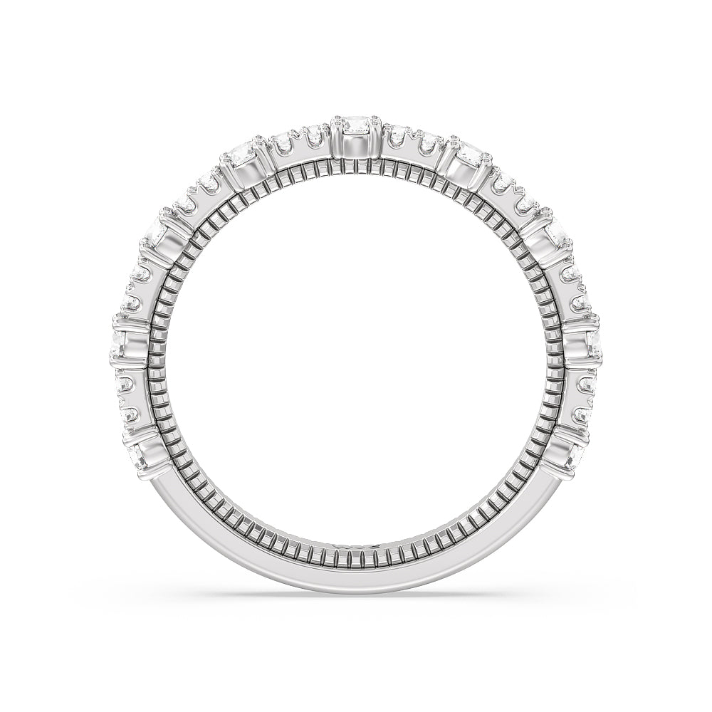 Celestia Milgrain Diamond Wedding Band with Platinum Cut Diamond in 14KT Platinum view 2
