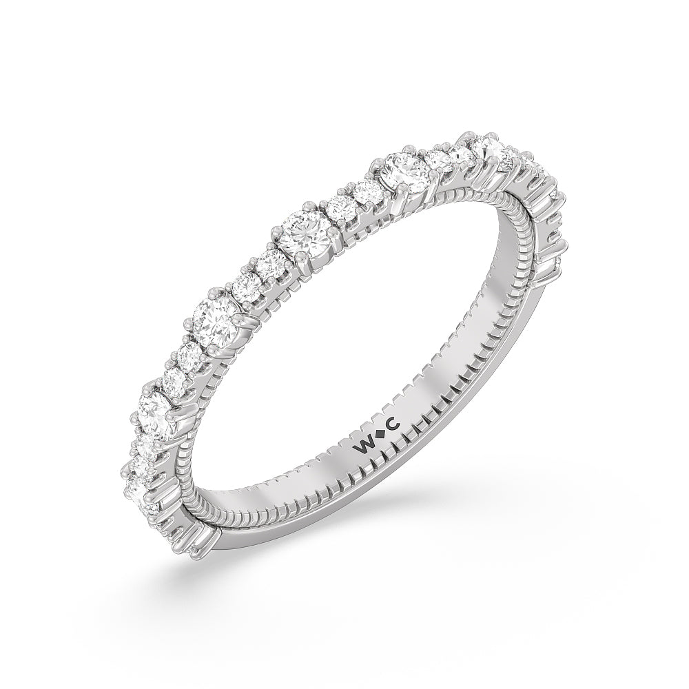 Celestia Milgrain Diamond Wedding Band with Platinum Cut Diamond in 14KT Platinum view 3
