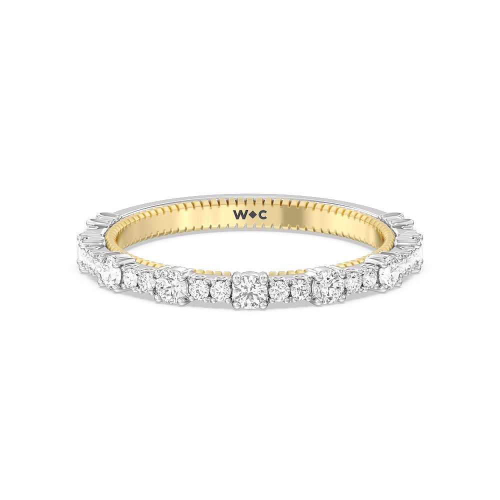 Celestia Milgrain Diamond Wedding Band with 18KT White & Yellow Gold Cut Diamond in 14KT White & Yellow Gold view 1
