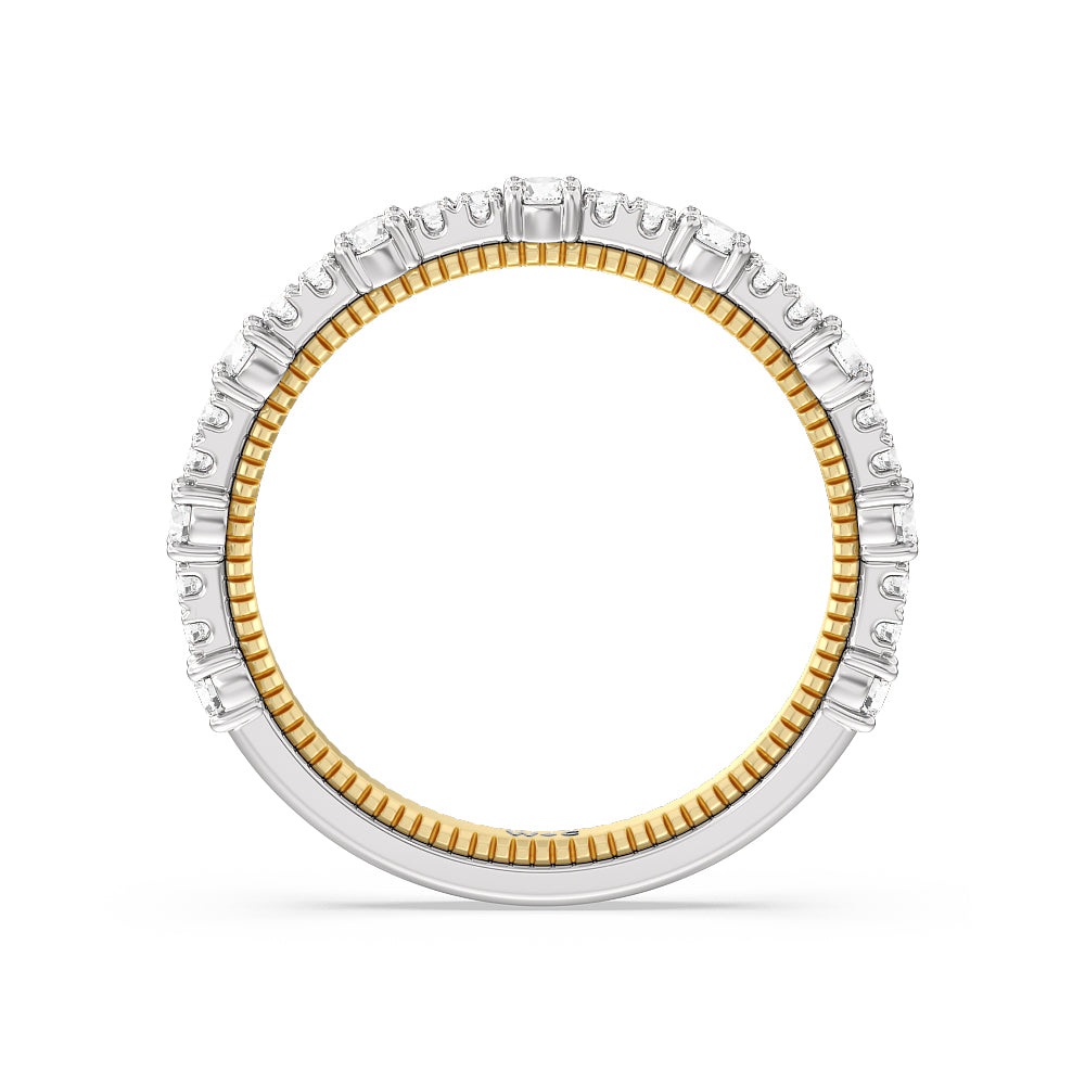 Celestia Milgrain Diamond Wedding Band with 18KT White & Yellow Gold Cut Diamond in 14KT White & Yellow Gold view 2
