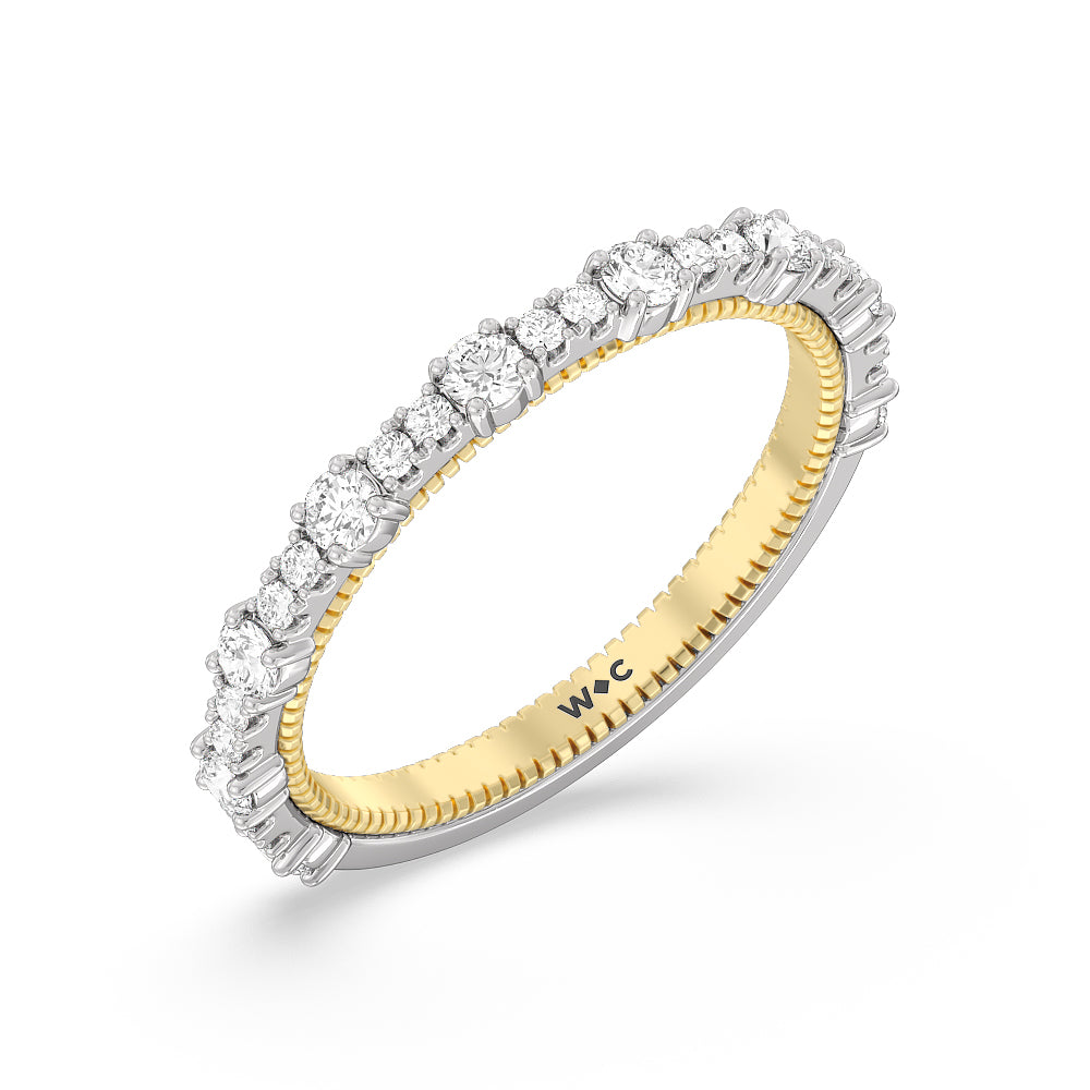 Celestia Milgrain Diamond Wedding Band with 18KT White & Yellow Gold Cut Diamond in 14KT White & Yellow Gold view 3
