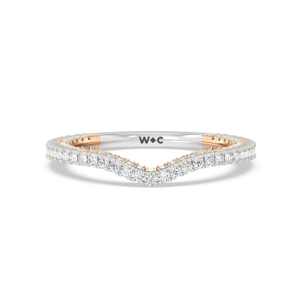 Pear Diamond Stations Two Tone Wedding Band with 18KT White & Rose Gold Cut Diamond in 14KT White & Rose Gold view 1
