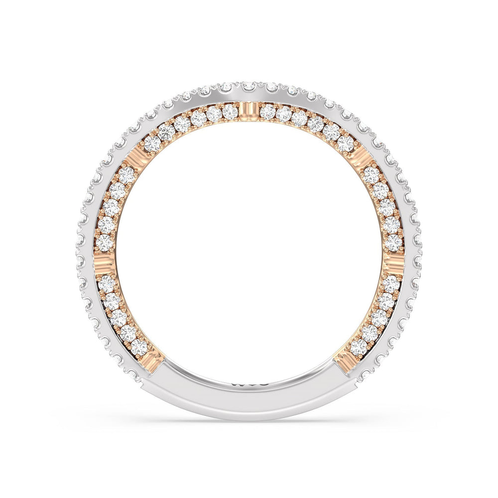 Pear Diamond Stations Two Tone Wedding Band with 18KT White & Rose Gold Cut Diamond in 14KT White & Rose Gold view 2
