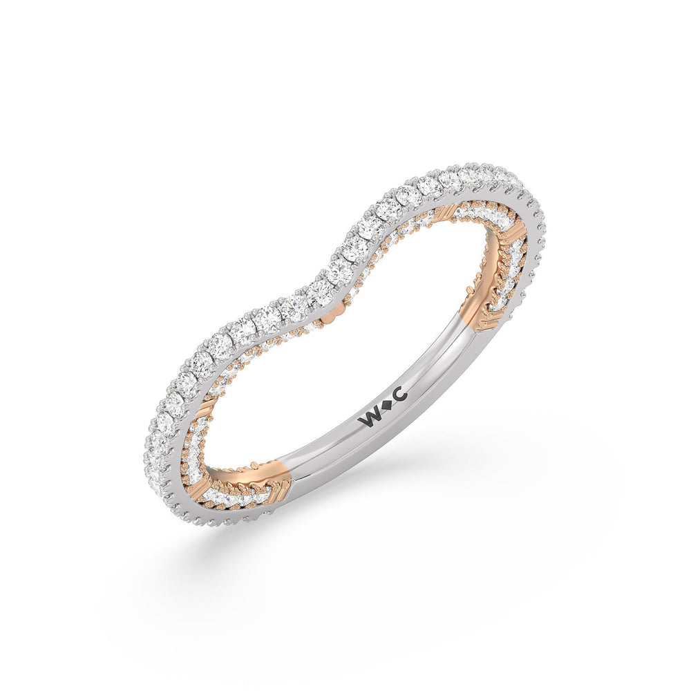 Pear Diamond Stations Two Tone Wedding Band with 18KT White & Rose Gold Cut Diamond in 14KT White & Rose Gold view 4

