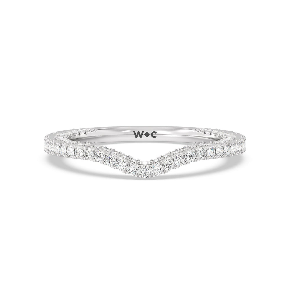 Pear Diamond Stations Two Tone Wedding Band with Platinum Cut Diamond in 14KT Platinum view 1
