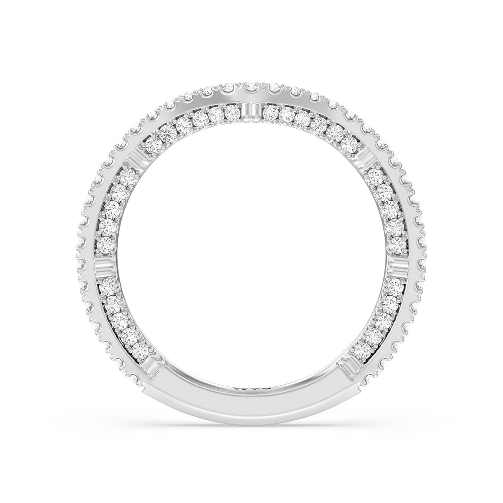 Pear Diamond Stations Two Tone Wedding Band with Platinum Cut Diamond in 14KT Platinum view 2
