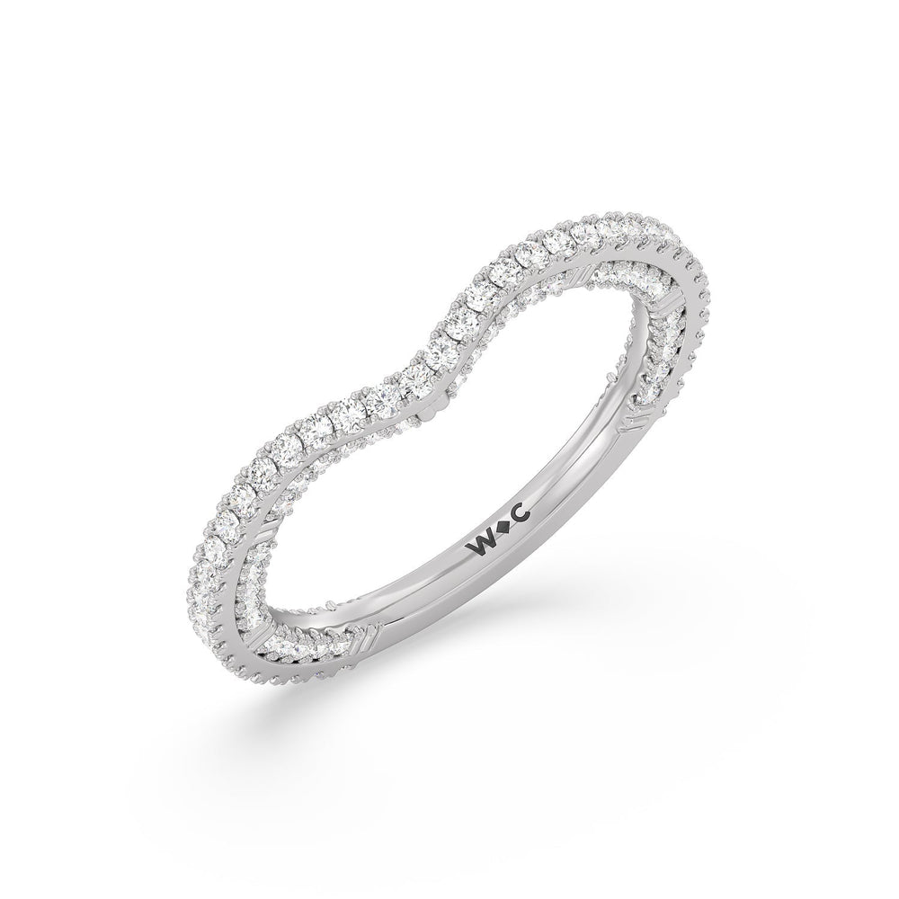 Pear Diamond Stations Two Tone Wedding Band with Platinum Cut Diamond in 14KT Platinum view 4
