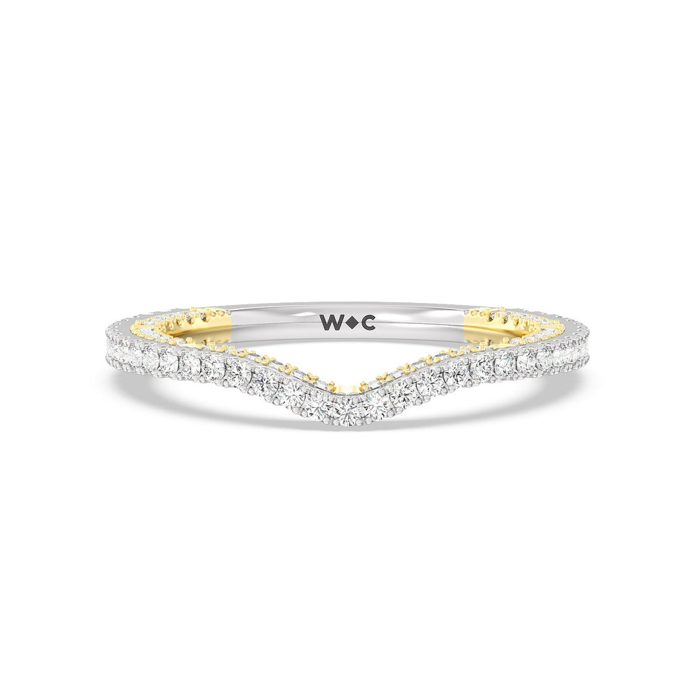 Pear Diamond Stations Two Tone Wedding Band with 18KT White & Yellow Gold Cut Diamond in 14KT White & Yellow Gold view 1

