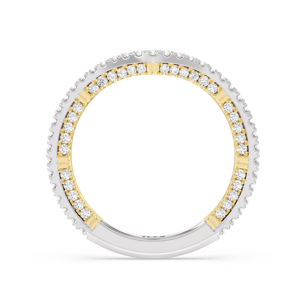 Pear Diamond Stations Two Tone Wedding Band with 18KT White & Yellow Gold Cut Diamond in 14KT White & Yellow Gold view 2
