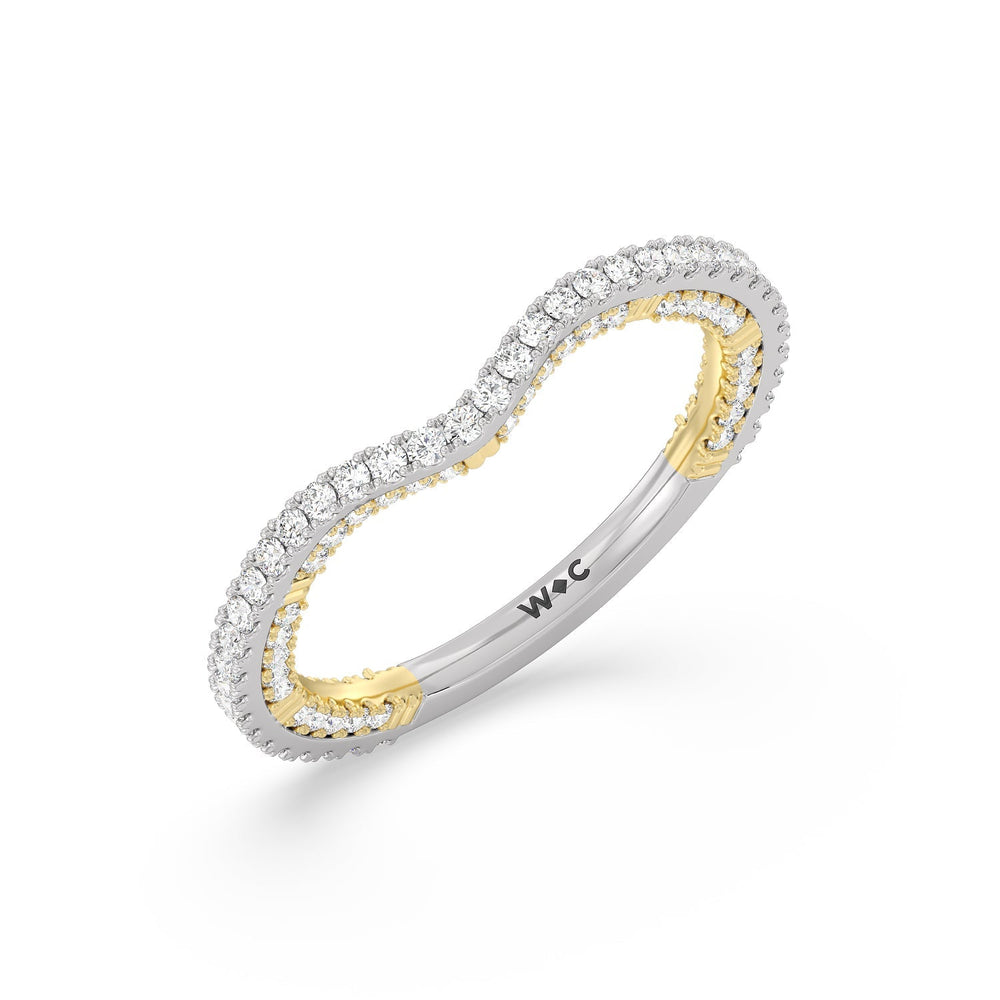 Pear Diamond Stations Two Tone Wedding Band with 18KT White & Yellow Gold Cut Diamond in 14KT White & Yellow Gold view 4
