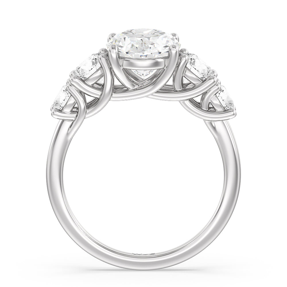 Oval Cut Trellis Basket Side Stone Engagement Ring with Lab Grown Diamond in 14KT Platinum view 5
