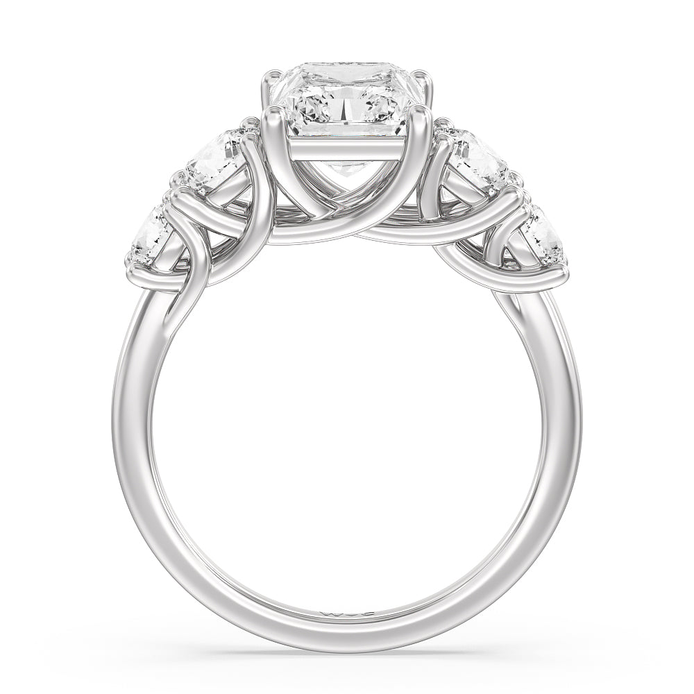 Radiant Cut Trellis Basket Side Stone Engagement Ring with Lab Grown Diamond in 14KT Platinum view 5
